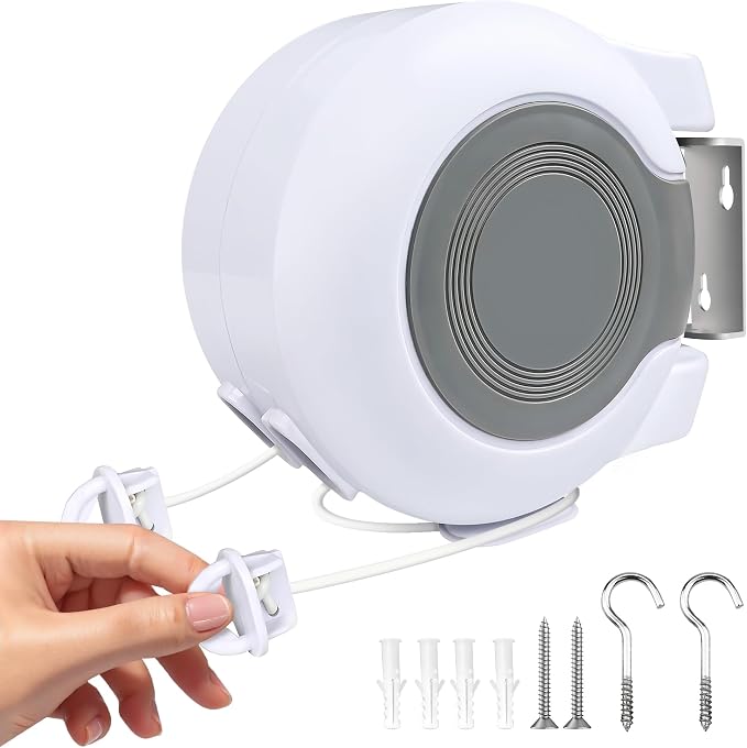 Retractable Clothesline Outdoors, 49 Feet PVC Heavy Duty Retractable Clothes by Unknown