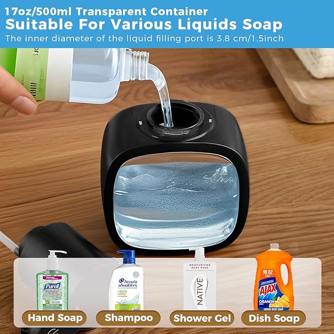 Automatic Liquid Soap Dispenser, 17oz/500ml Touchless Rechargeable - Image 6