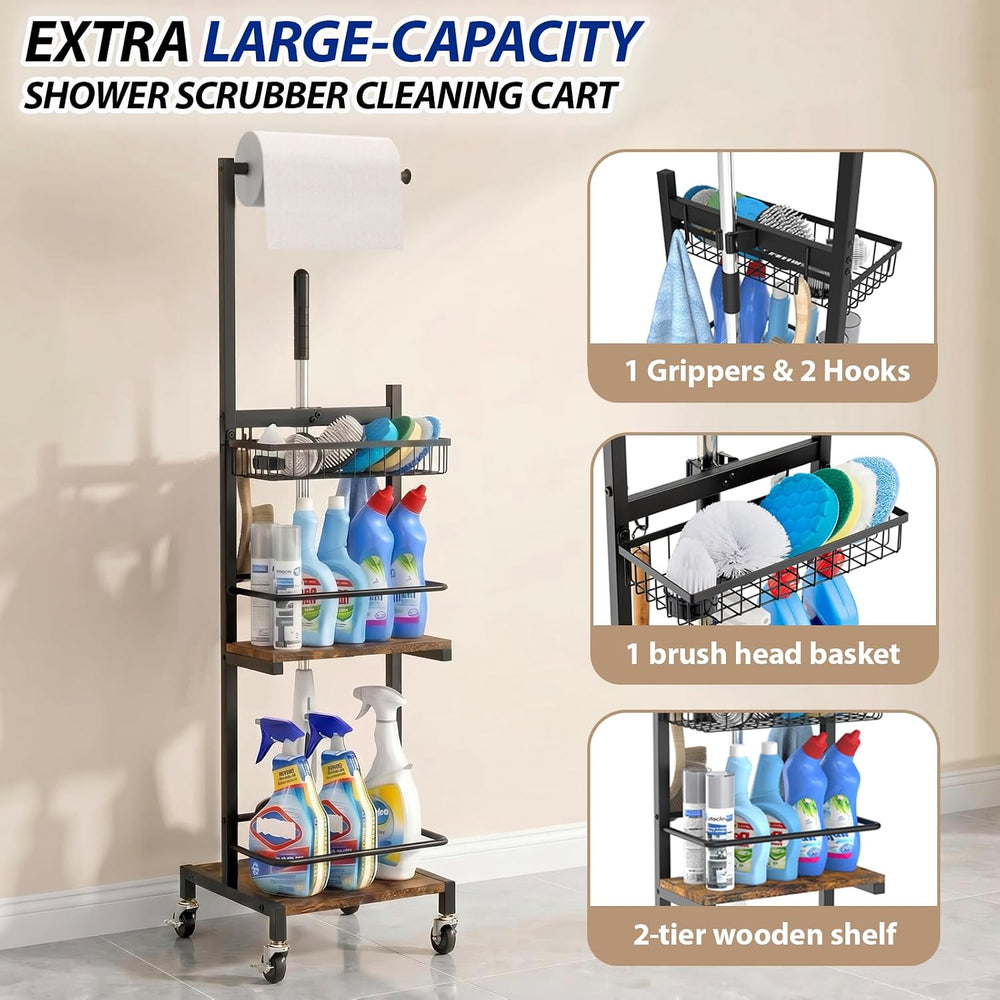 Cleaning Supplies Organizer, Narrow Cleaning Cart for Steam Mop