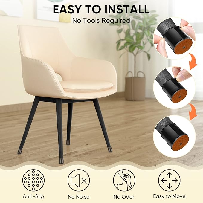BALEINE 32 Pack Silicone Chair Leg Floor Protectors, Stool Leg Protectors Cap - Image 6