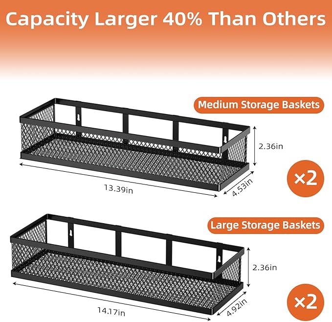 Spice Rack Wall Mount, 4 Pack Pantry Door Organizer & Hanging Storage Baskets - Image 4