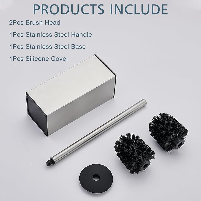 FORIOUS Toilet Brush and Holder Set, Heavy Duty 304 Stainless Steel Base Square - Image 8