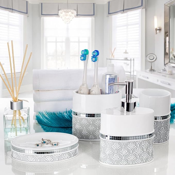 Creative Scents Mirror Damask Bathroom Cup - Image 2
