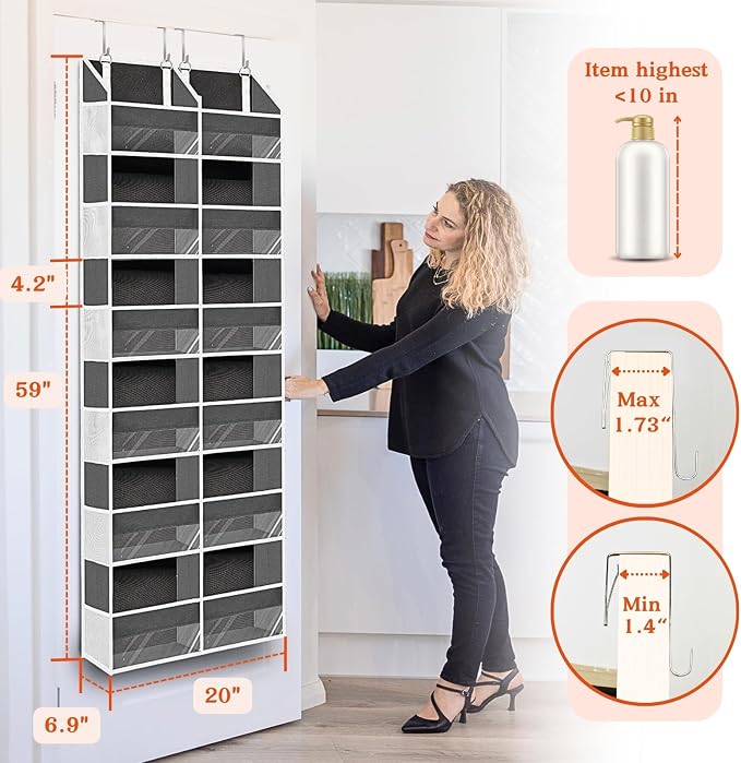 Over the Door Organizer 6 Tiers, Extra Large Behind Door Storage of 12 - Image 3