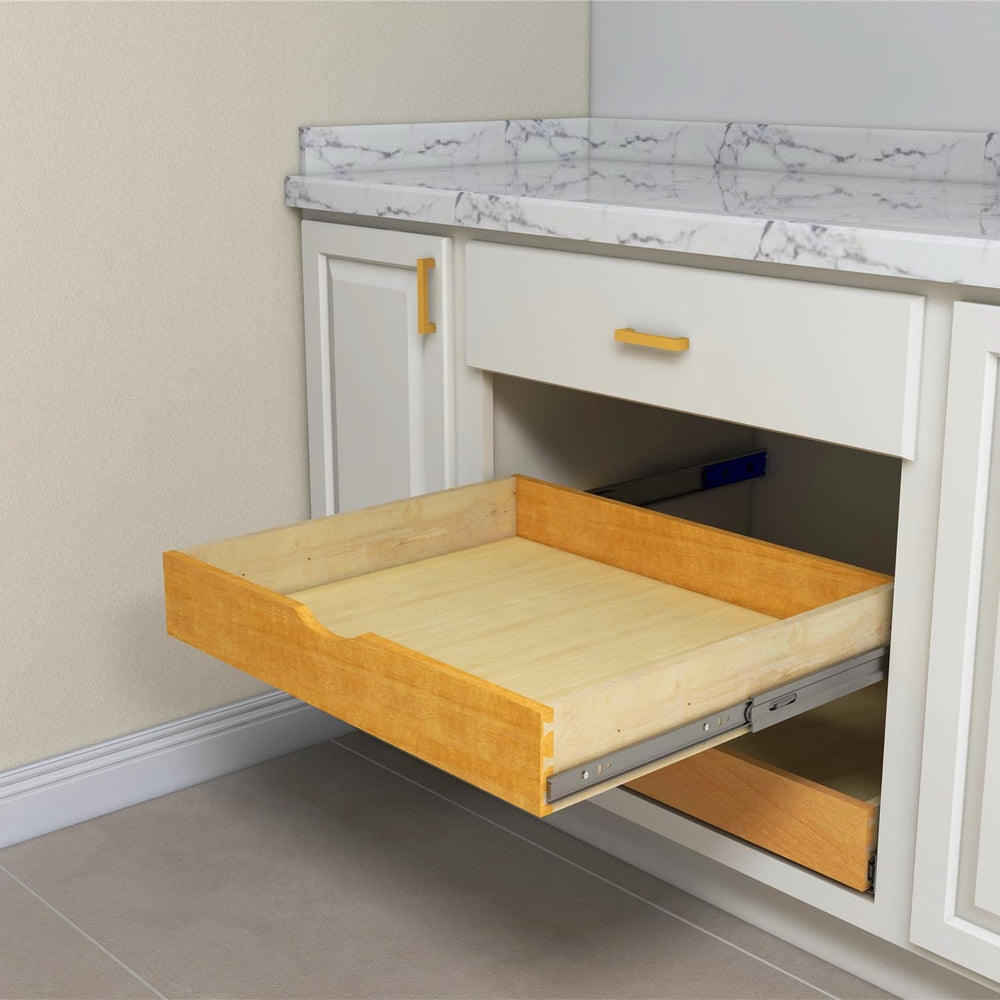 Solid Wood Pull Out Drawer 27" W × 21" D for Kitchen Cabinets, Roll...