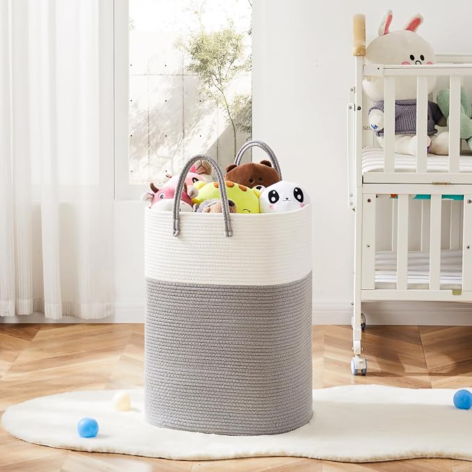 Laundry Basket, Woven Cotton Rope Laundry Hamper, Versatile Storage - Image 6
