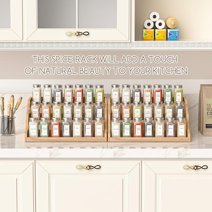 Tiered Spice Rack Organizer for Cabinet, Wooden Spice Rack for Countertop - Image 5