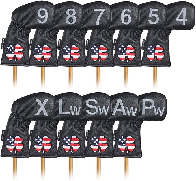CRAFTSMAN GOLF 11pcs /Set USA US Flag Clover Leather Left Right Black White by CRAFTSMANGOLF