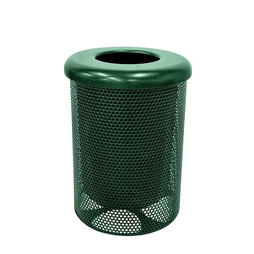 COATEDOUTDOORFURNITURE RFT-P-GRN Heavy Duty Round Trash Receptacle by CoatedOutdoorFurniture
