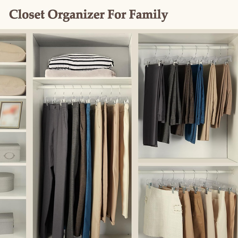 HOUSE DAY Heavy Duty Clear Pants Hangers 500 Pack, 14'' Skirt Hangers