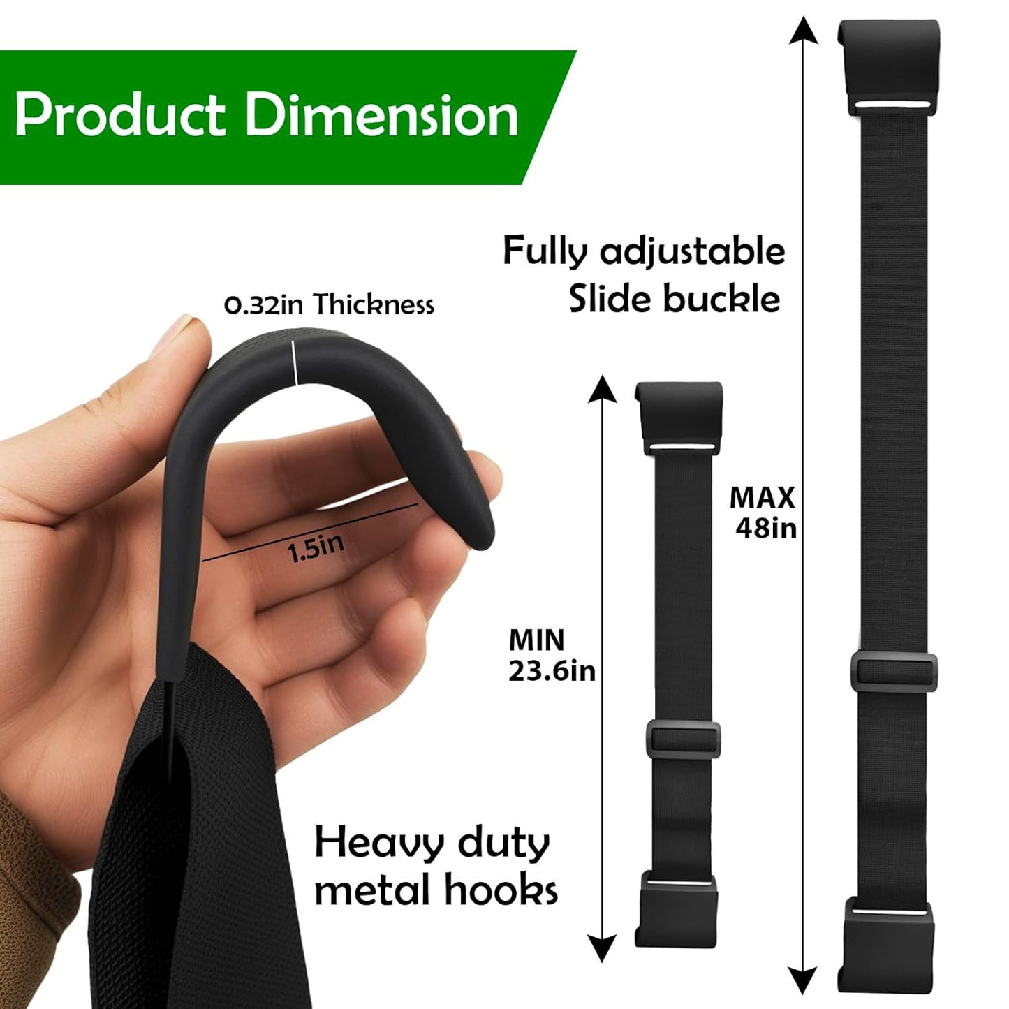2PCS Trash Can Lock , Double Metal Hooks, Animal Lock for Trash Can Straps | Trash Can Lock for Animals-Proof, Bear Proof Adjustable Strap for Outdoor Trash Locks, Racoon Repellent, Trash Bin Lid Holder
