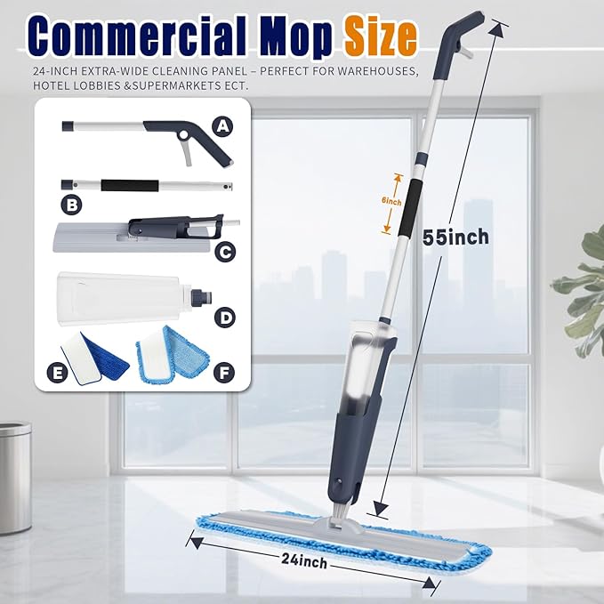 24" Microfiber mop for Floor Cleaning System, Commercial Heavy-Duty Wet Dry mops - Image 5