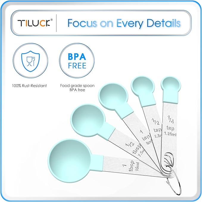 TILUCK Measuring Cups & Spoons Set, Stackable Cups and Spoons, Nesting Measure - Image 5