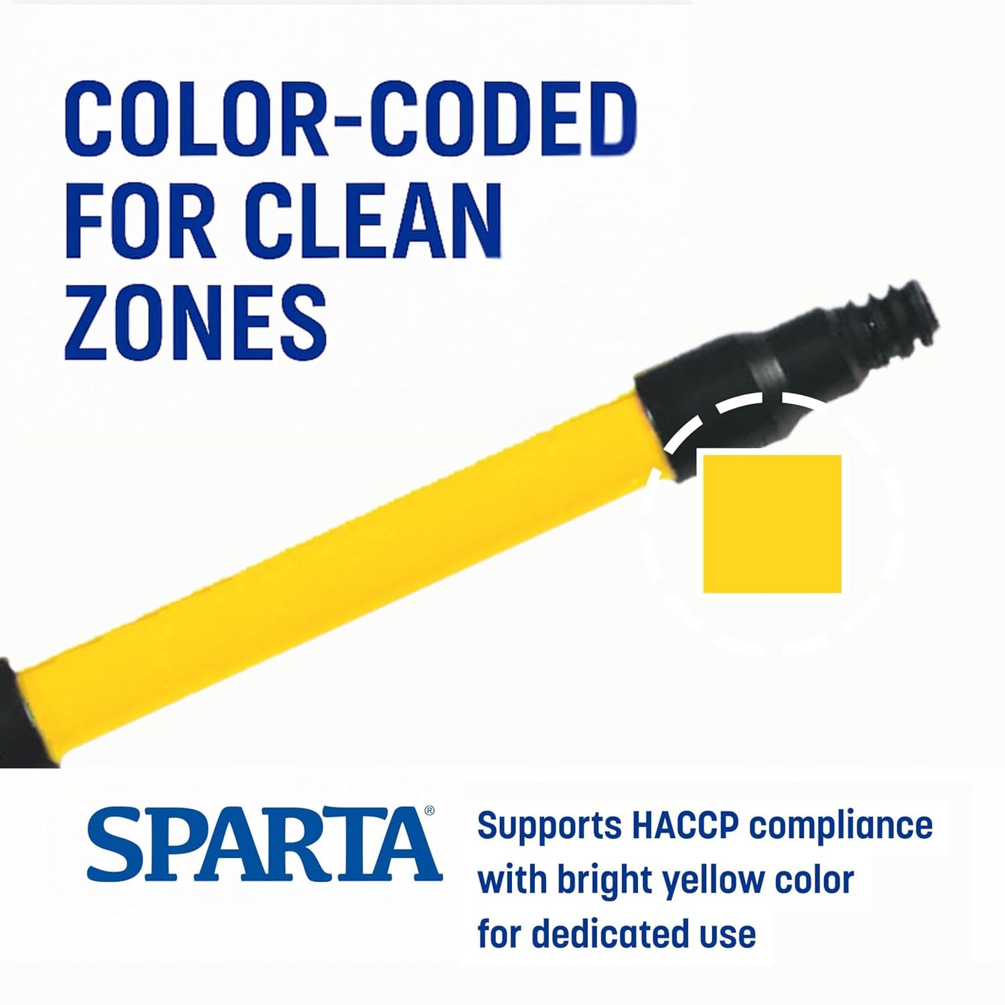 SPARTA 4102004 Spectrum Fiberglass Broom Handle, Mop Handle, Replacement Handle With Acme Threaded Tip For Commercial Cleaning, 4.5 To 8 Feet, Yellow