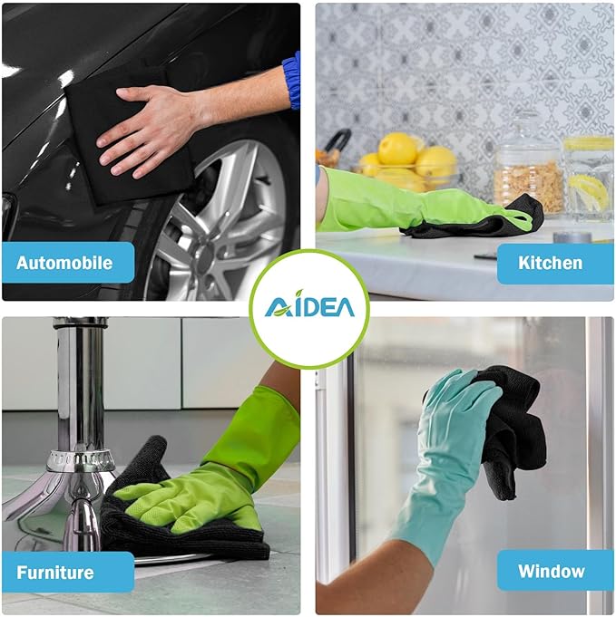 AIDEA Microfiber Cleaning Cloth Black 50PK, Microfiber Towels - Image 4