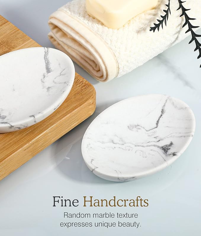 Luxspire Soap Dish, Resin Soap Tray Soap Holder Container Box, Marble Pattern - Image 4