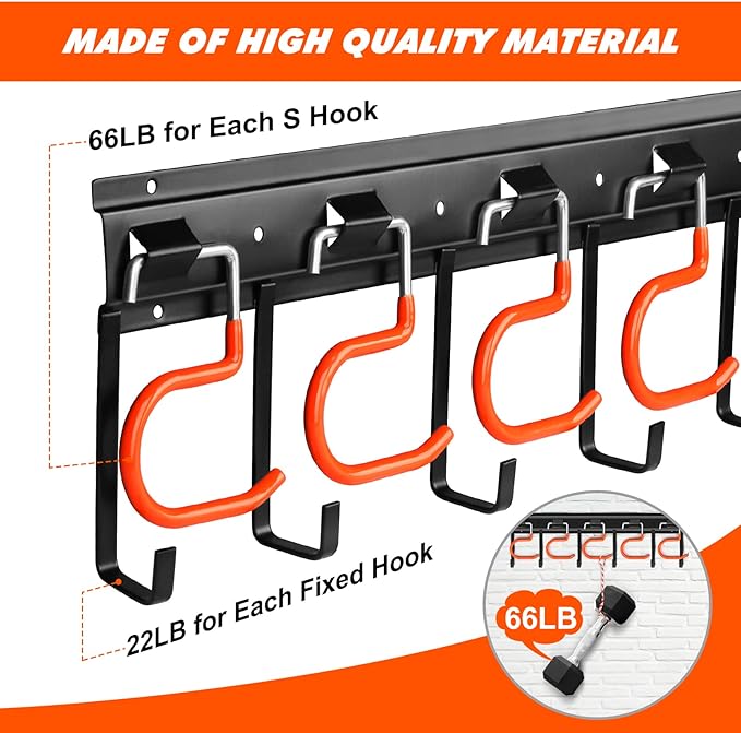 68'' All Metal Garden Tool Organizer Wall Mount Garage Tool Organizers and - Image 3