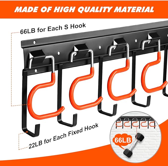 34'' All Metal Garden Tool Organizer Wall Mount Garage Organizers and Storage - Image 3