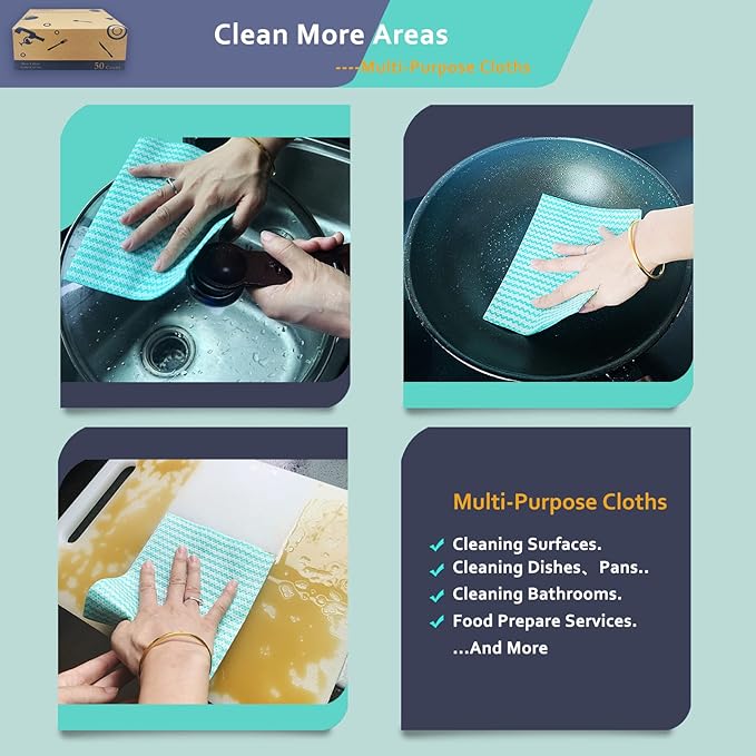 Heavy Duty Reusable Cleaning Cloths 100 Count Food Service Wipes Dishcloths - Image 9