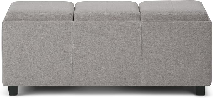 SIMPLIHOME Avalon 42 inch Wide Contemporary Rectangle Storage Ottoman in Cloud - Image 5