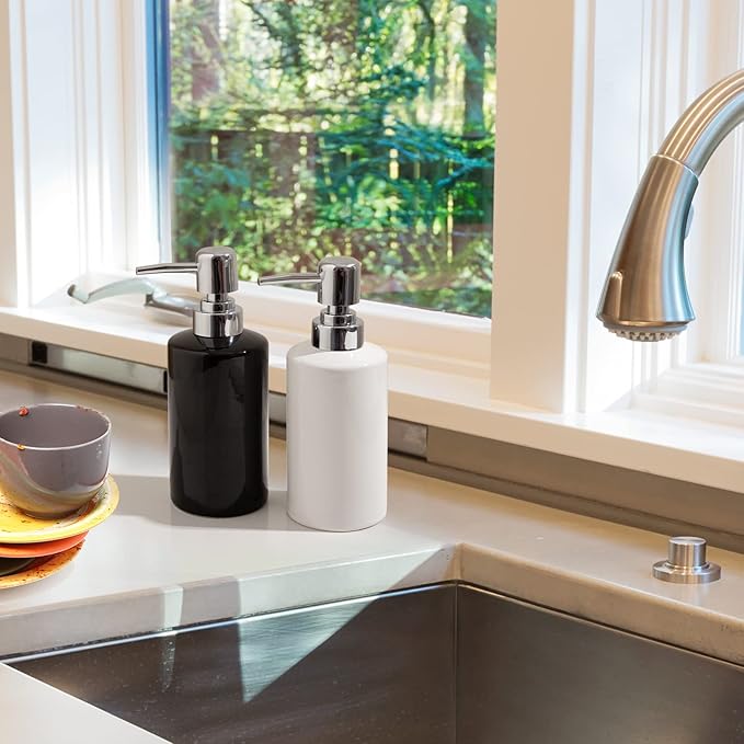 FE Soap Dispenser, 300ml/10oz Ceramic Liquid Soap Pump Dispenser, Refillable - Image 5