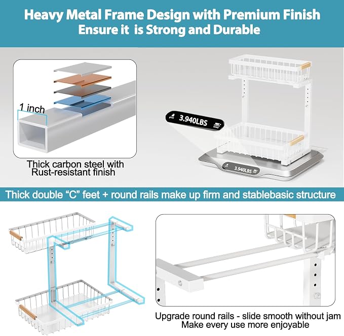 Under Sink Organizer 2 pack, 2 Tier Slide Out Under Sink Organizers And Storage - Image 9