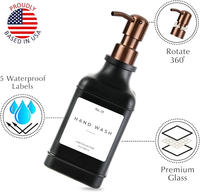 Emerson Essentials Soap Dispenser, Dish Soap Dispenser, Soap Bottle Bathroom Set - Image 3