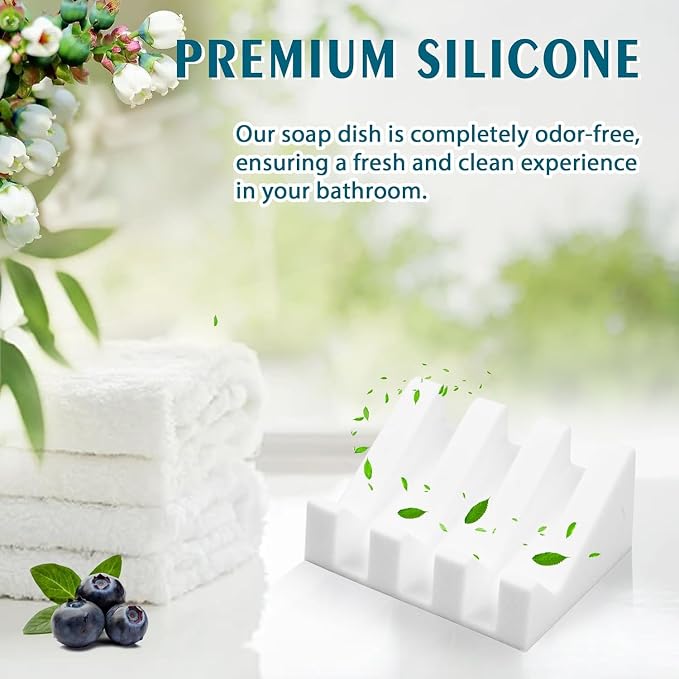 Silicone Soap Dish for Bar Soap Holder for Shower Bathroom Self Draining - Image 6