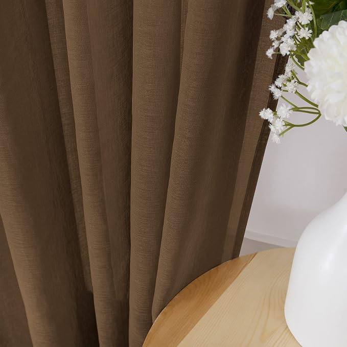 Tollpiz Sheer Curtains Linen Textured Living Room Curtain Sheers Light - Image 3