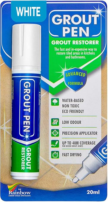 Grout Pen White Tile Paint Marker: Waterproof Grout Paint, Tile Grout Colorant by RainbowChalkMarkers