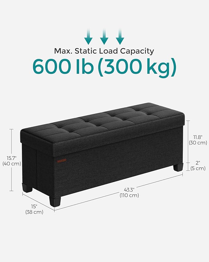 SONGMICS Storage Ottoman Bench, Foldable Foot Rest - Image 2