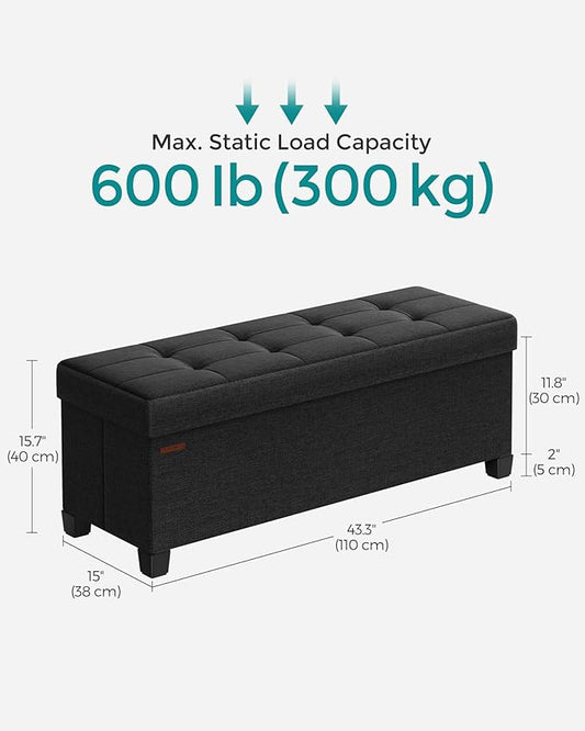 SONGMICS Storage Ottoman Bench, Foldable Foot Rest - Image 2