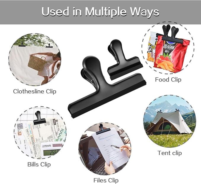 HOUSE AGAIN 12 Pack Stainless Steel Chip Bag Clips Covered - Image 2
