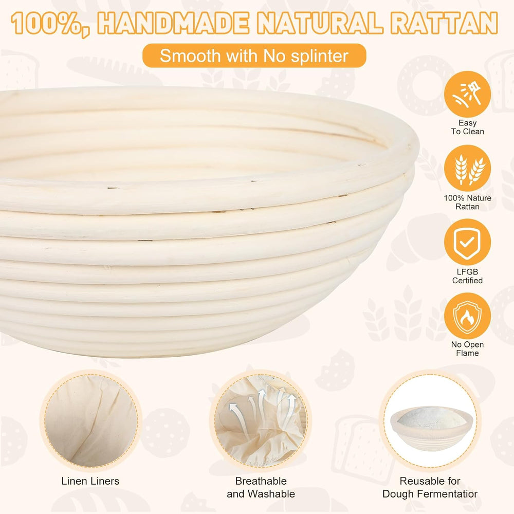 20Pack Banneton Bread Proofing Basket,Round Banneton Basket With Liner Round ...
