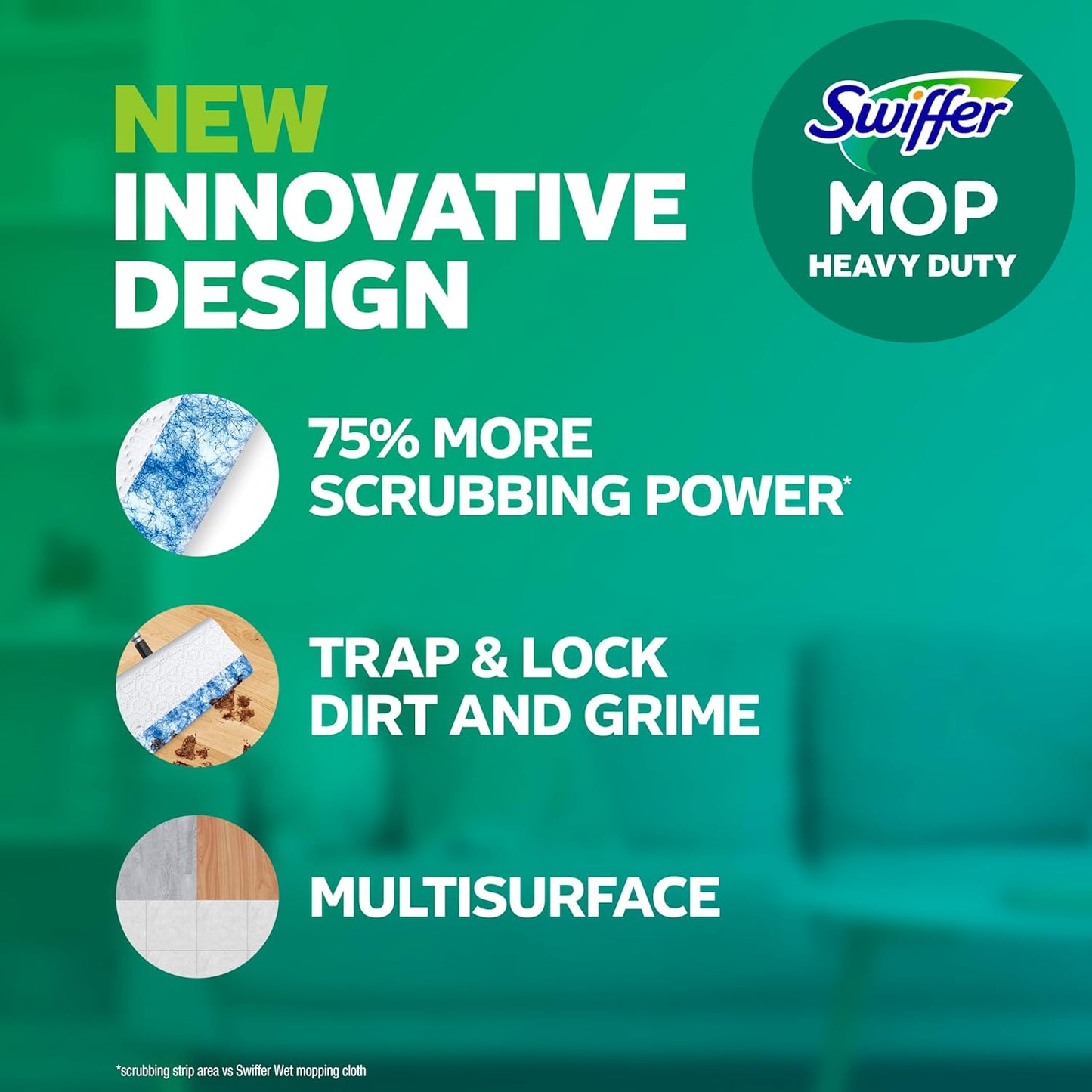 Swiffer Heavy Duty Mop Wet Multi-Surface Cloth Refills for Floor Mopping and Cleaning, Outdoor Window Fresh Scent, 20 count