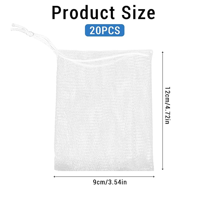 Mozeat Lens 20 PCS Exfoliating Mesh Soap Saver Pouch Bag Mesh Soap Bag Handmade - Image 2