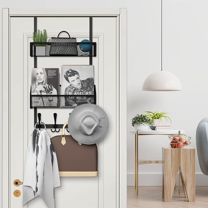 Over The Door Hooks Organizer, Coat Rack Over The Door Storage Hanger Towel Rack - Image 4