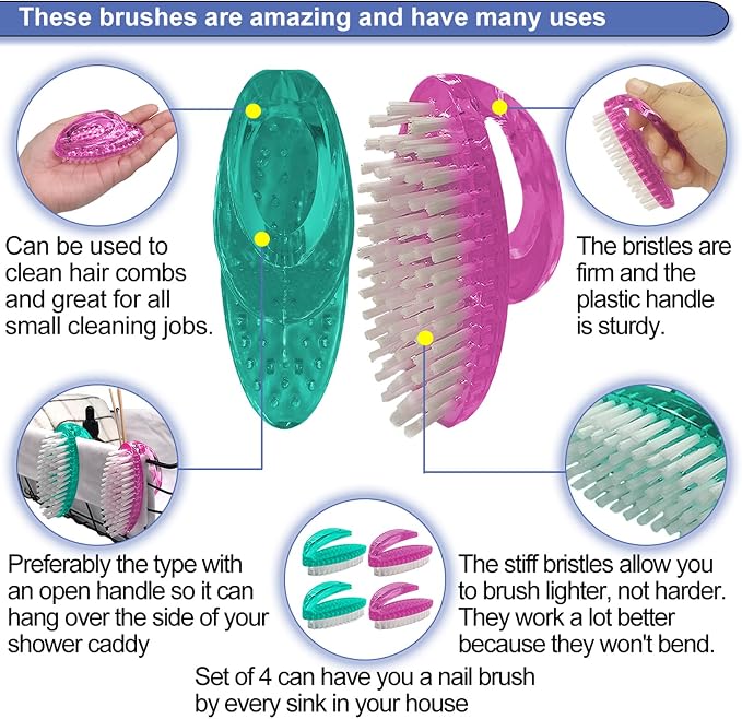 Handle Grip Nail Brush for Cleaning Fingernails Hands & Under Nails, Stiff - Image 3