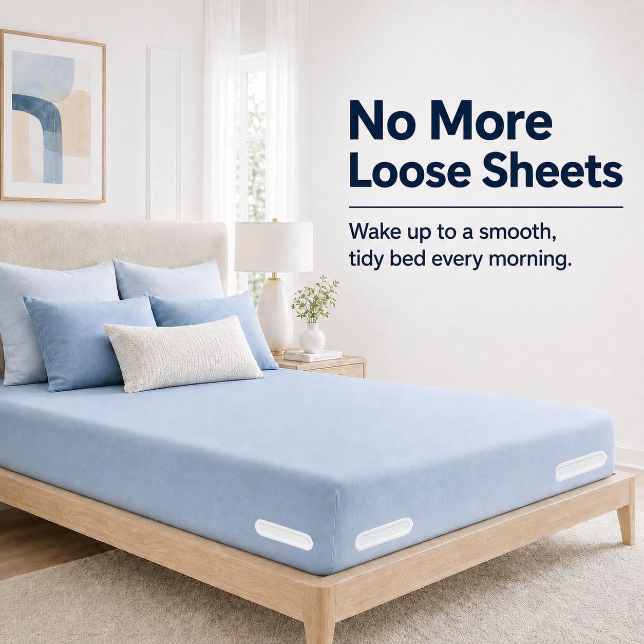 Lock Sheet Holders, Upgrade Bed Sheet Holders for Corners, Sheet Fasteners, Easy-Install Bed Replacement Parts, Fit Universal Mattress (4pcs, White)