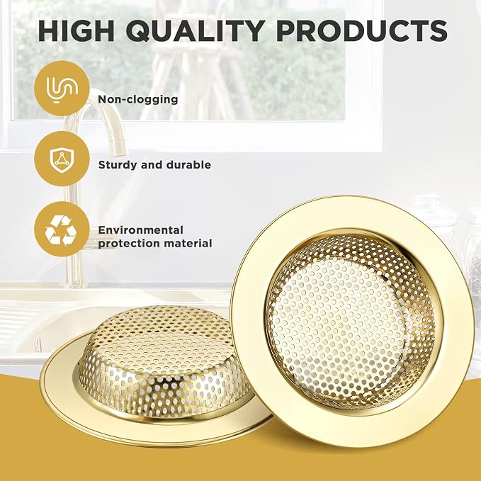 Retisee 2 Pcs Sink Strainer Stainless Steel Kitchen Sink Drain Strainer Basket - Image 4