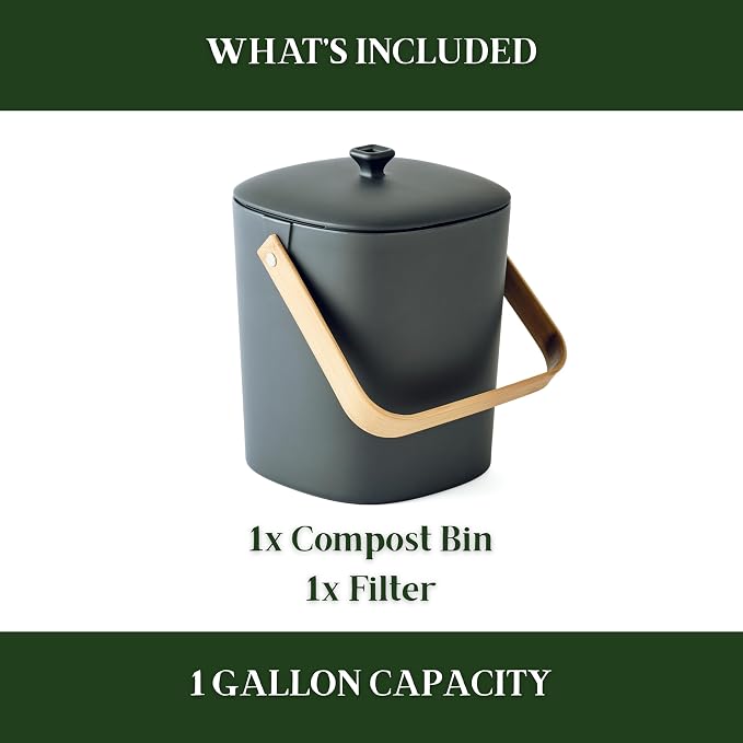 Bamboozle Countertop Compost Bin Kitchen | 1 Gallon | Odorless Composting Bin - Image 3