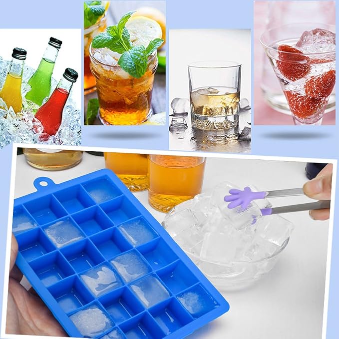 Ice Cube Tray, Silicone Square Ice Trays Easy Release Stackable Ice Cube Mold - Image 3