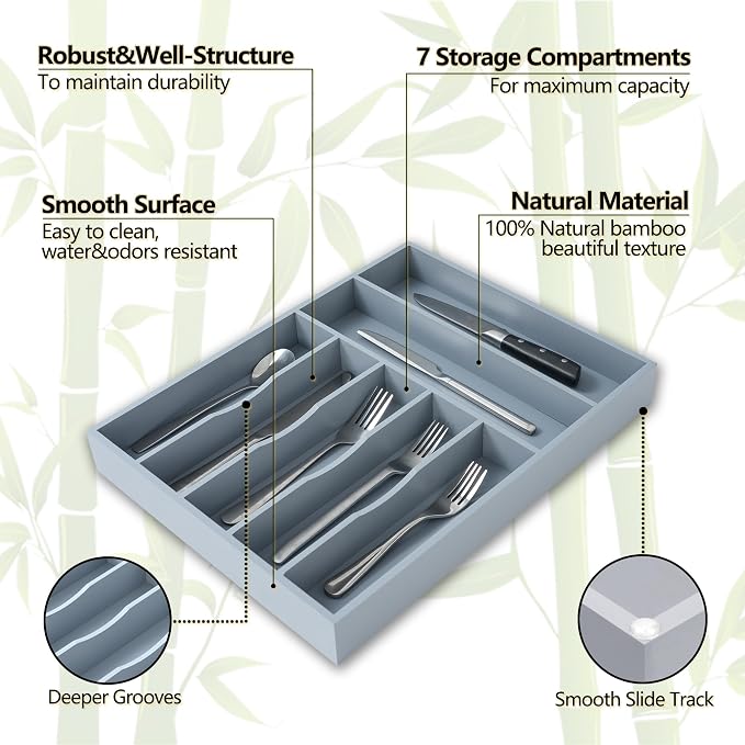 Silverware Organizer, 12.5 Inch Utensil Organizer Kitchen Drawer Organizer - Image 3