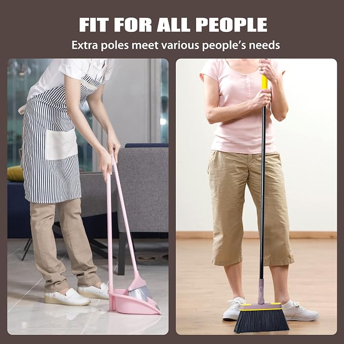 JEHONN Broom with Dustpan Combo Set, Long Handle Lightweight 180 Degree - Image 2