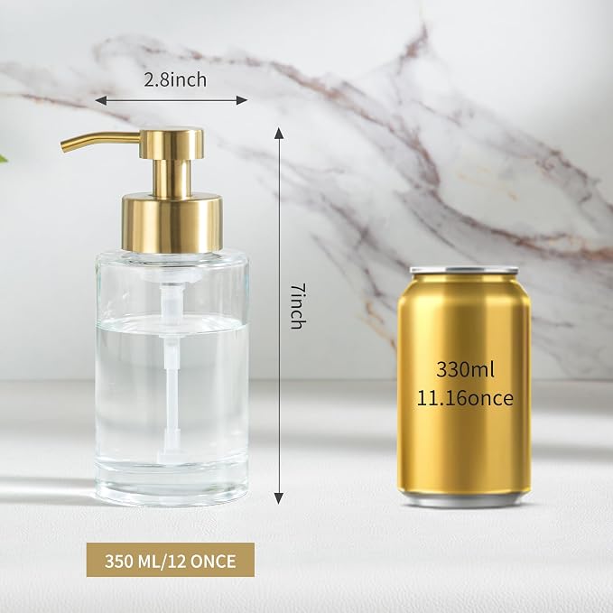 Enra Foam Soap Dispenser, 12oz Thick Glass Bathroom Soap Dispenser - Image 3