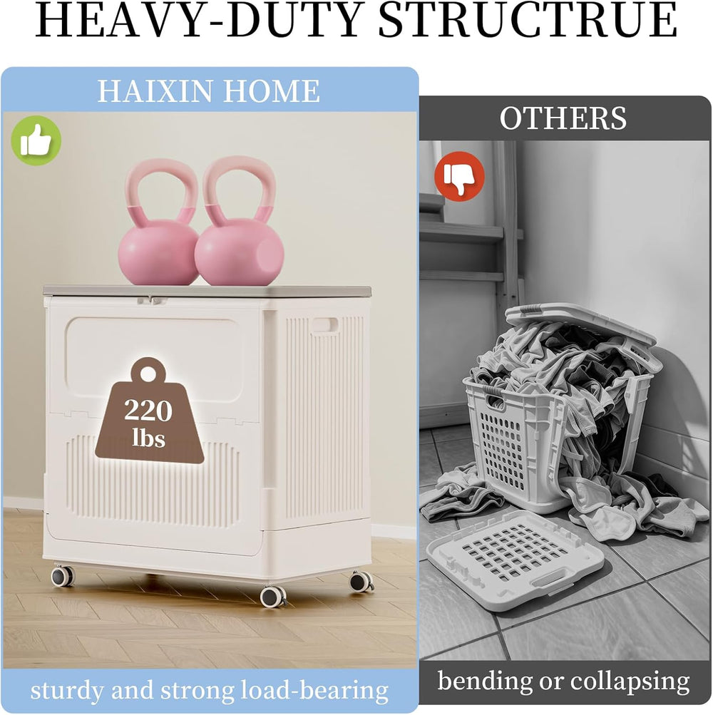 130L Rolling Laundry Hamper with Lid Laundry Basket