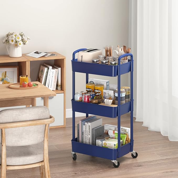 Sywhitta 3-Tier Plastic Rolling Utility Cart - Image 3