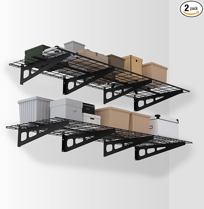 WORKPRO 2-Pack 2x6FT Garage Wall Shelving, 72” x 24” Heavy Duty Wall Mounted by WORKPRO