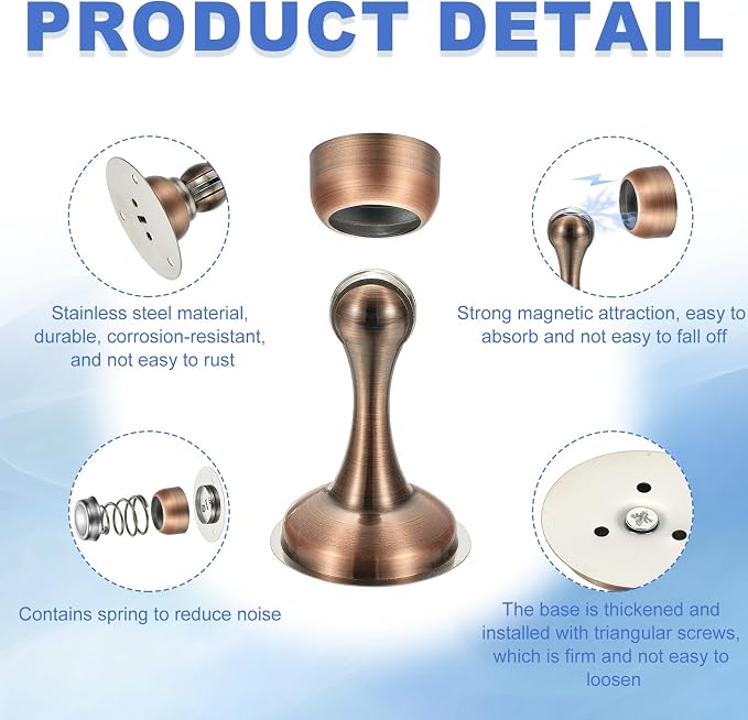 uxcell Magnetic Door Stopper, Stainless Steel Heavy Duty Door Holder, No - Image 3