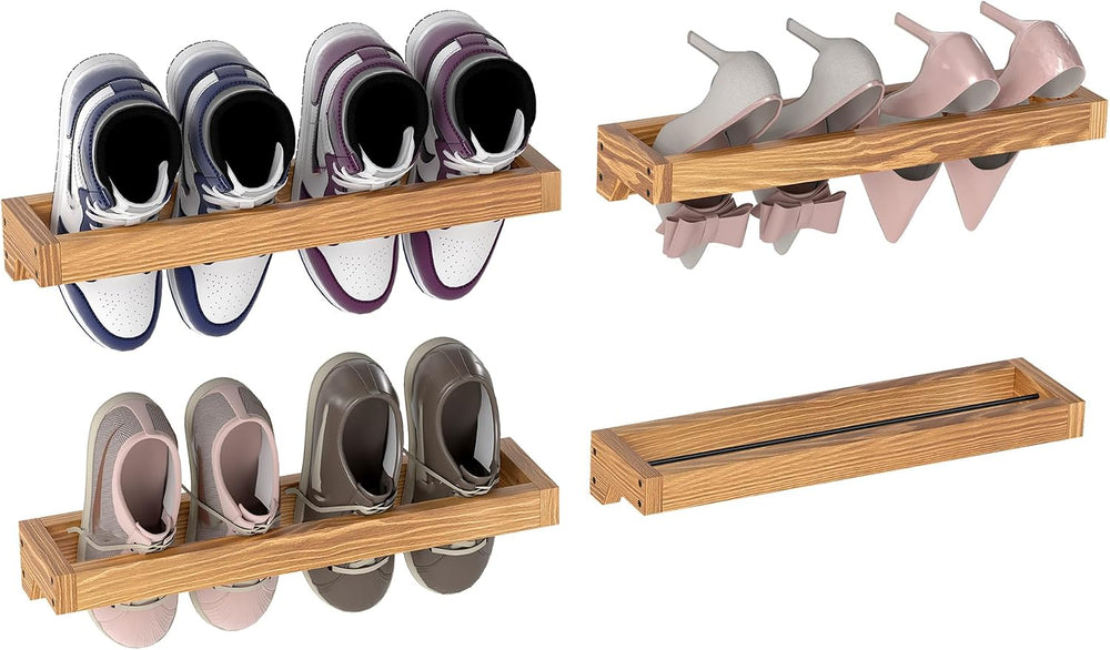 Nisorpa 20 Inch Rustic Burnt Wood Hanging Shoe Rack, Set of 4